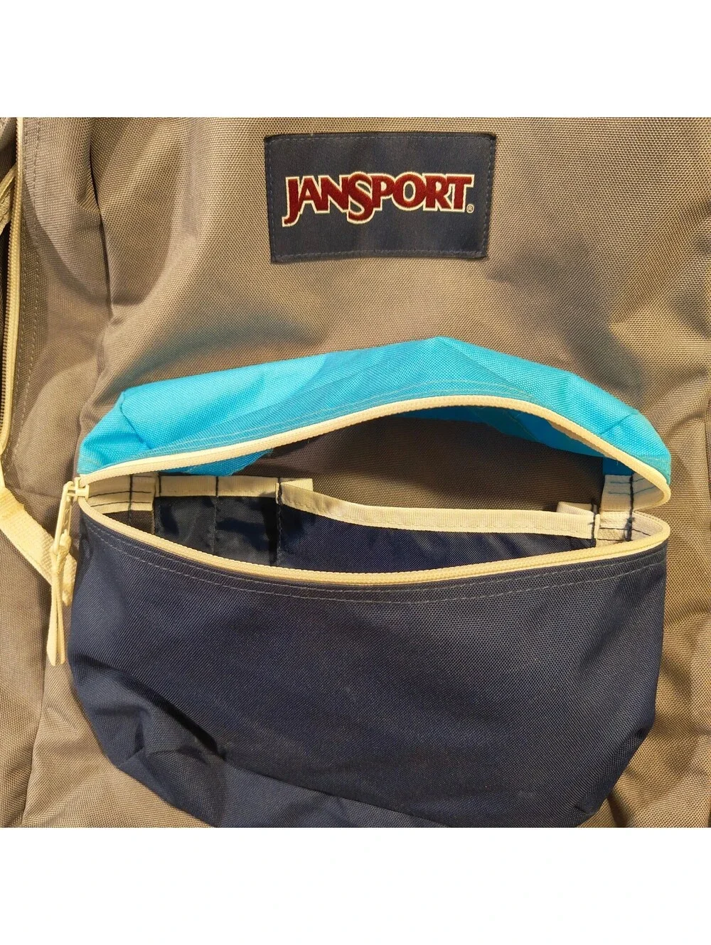 JanSport Gray Blue Colorblock Backpack School Bookbag Daypack